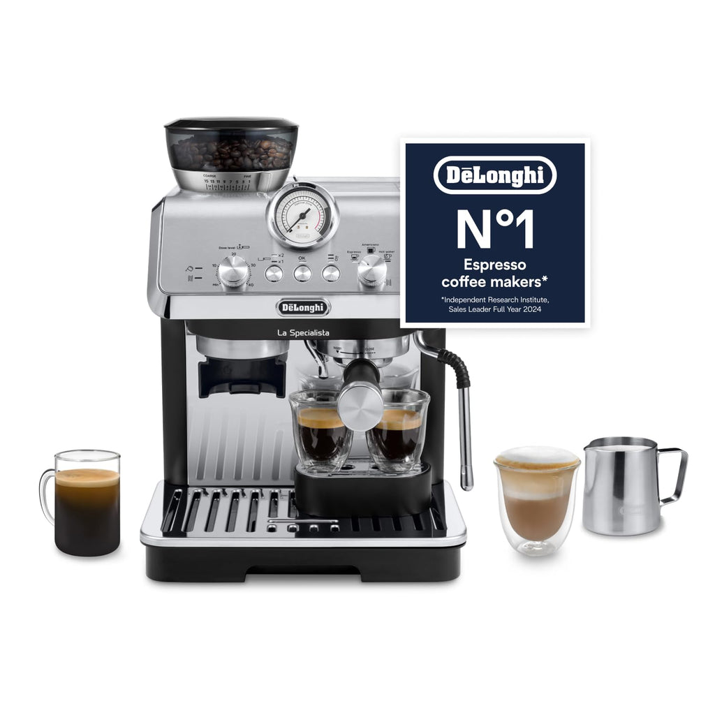 De'Longhi La Specialista Metal Barista Pump Espresso Machine, Bean to Cup Coffee and Cappuccino Maker, EC9155.MB
