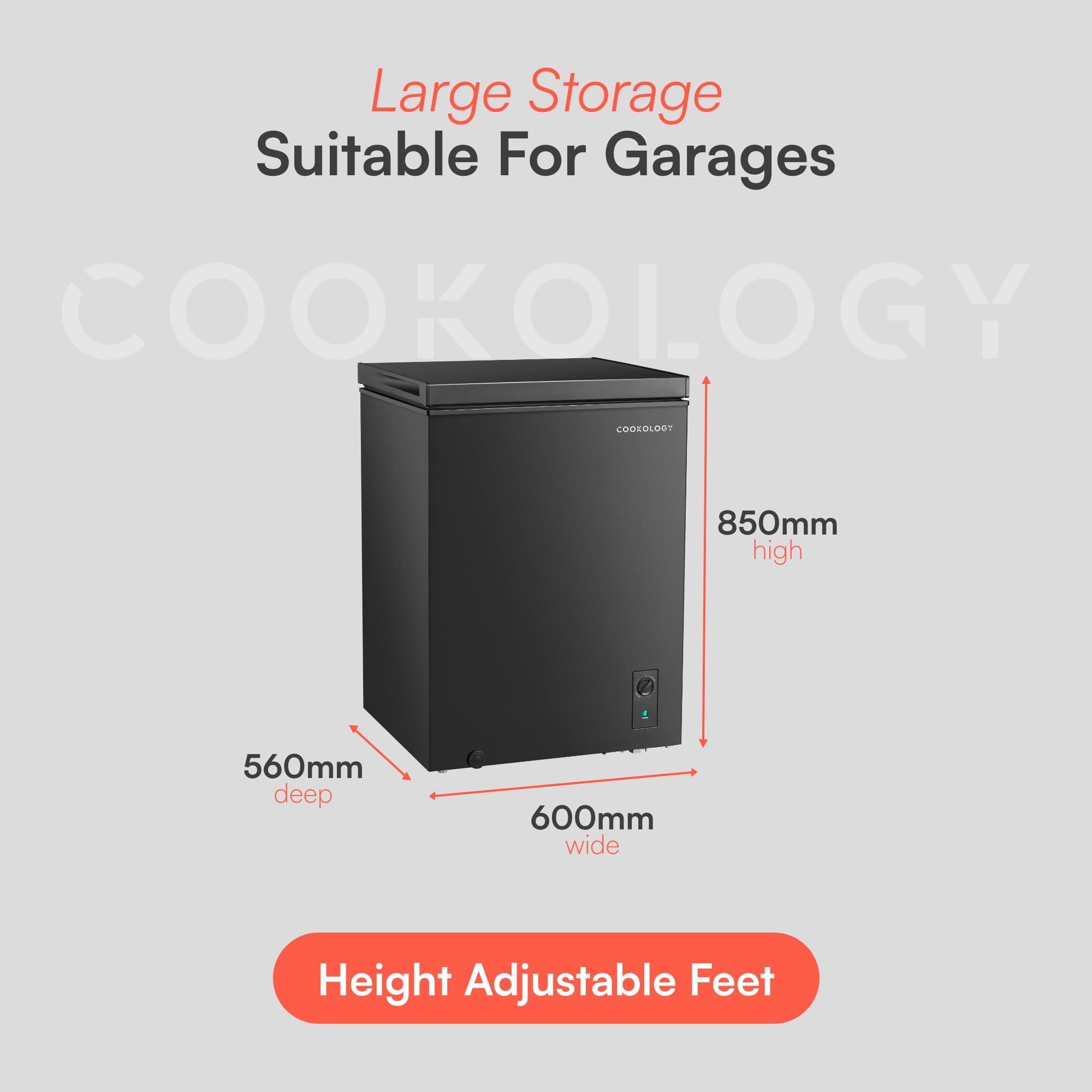 Cookology CCFZ142BK Freestanding Chest Freezer in Black - 142 Litre Capacity - Suitable for Outbuildings & Garages - Freezer and Refrigeration Modes