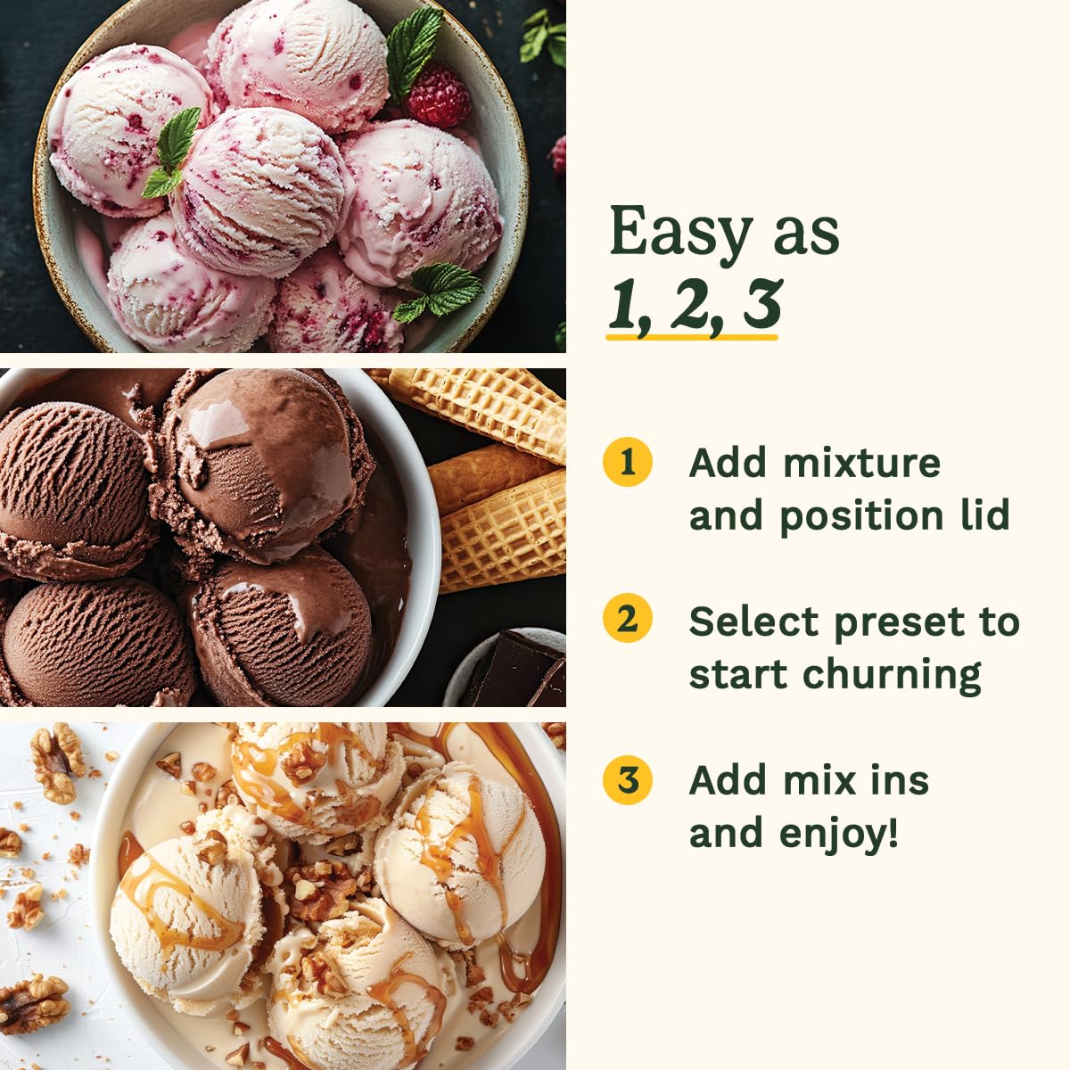 Cuisinart FreezeEase Ice Cream and Gelato Maker- Self freezing ice cream maker | 3 presets | Ice Cream, Sorbet, Frozen Yoghurt