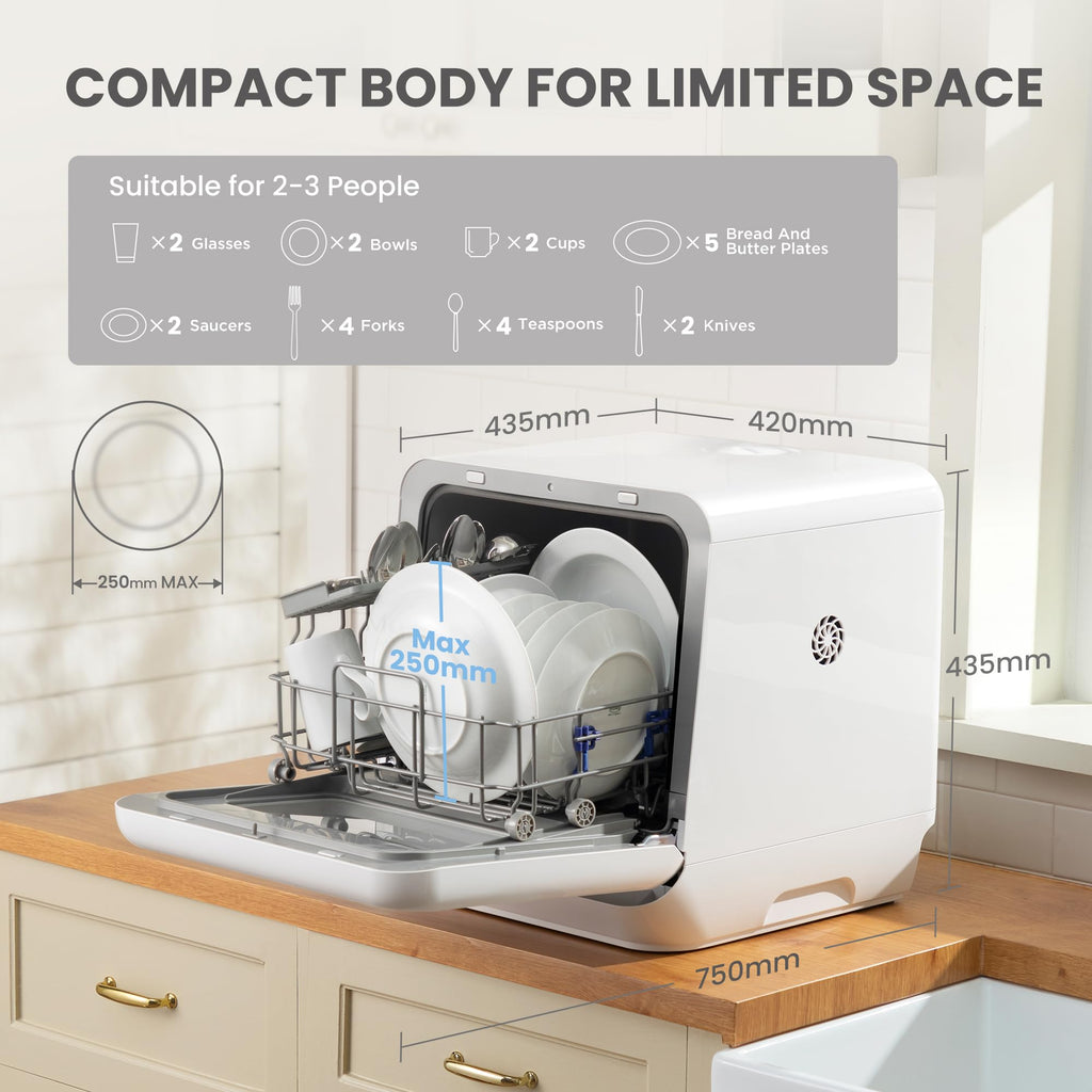 COMFEE‘ Table Top Dishwasher, Mini Countertop Dishwasher with 6+3 Programs, Steam Wash, Baby Care & Fruit Wash, No plumbing, Delay Start