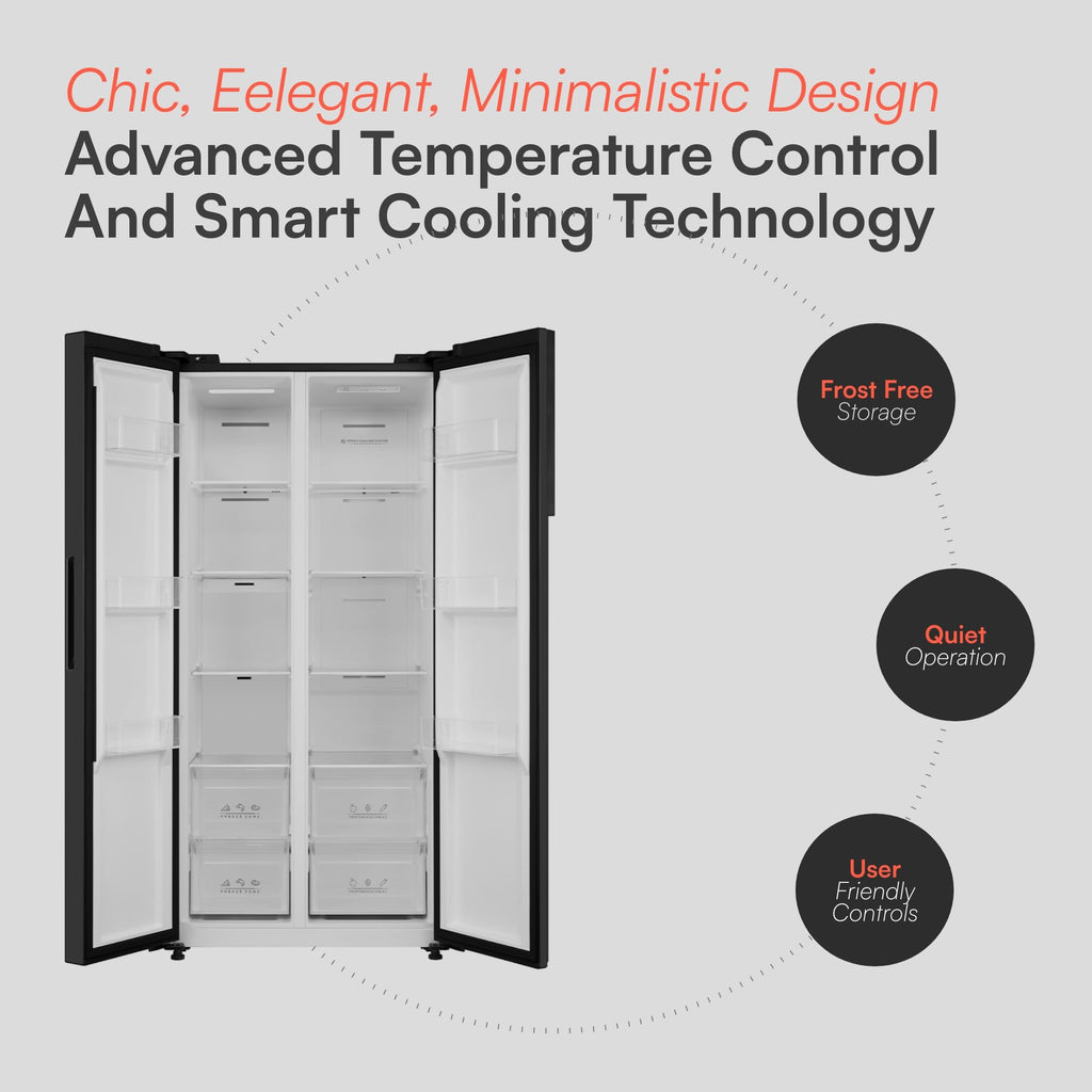 Cookology 460L Freestanding American Side-by-Side Fridge Freezer - 2 Doors - Frost Free - Adjustable Temperature Control
