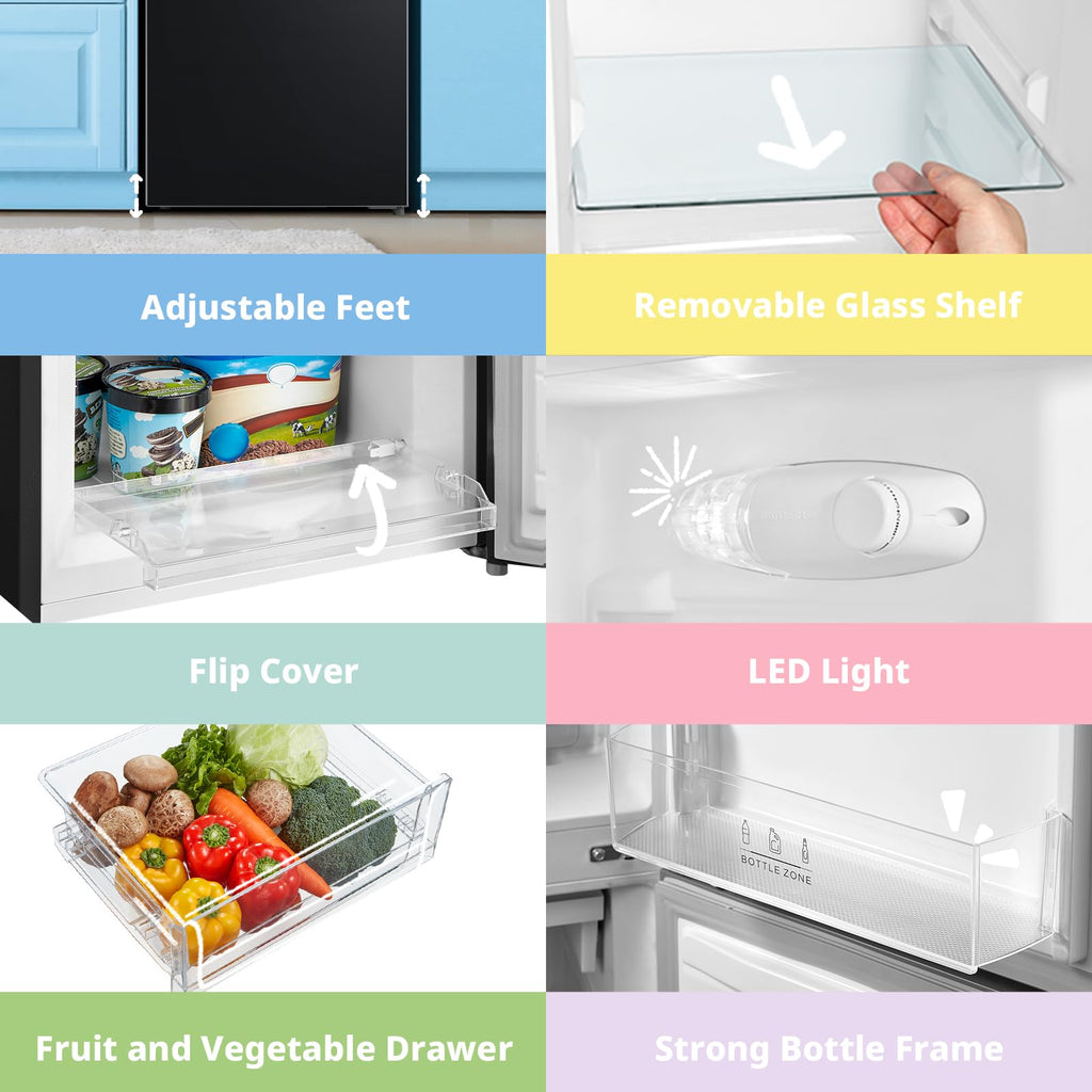 COMFEE' RCB169BL2UK(E) 174L 70/30 Freestanding Fridge Freezer, 150cm Height, Low Frost, 4-Star Freezer, Quiet 39dB