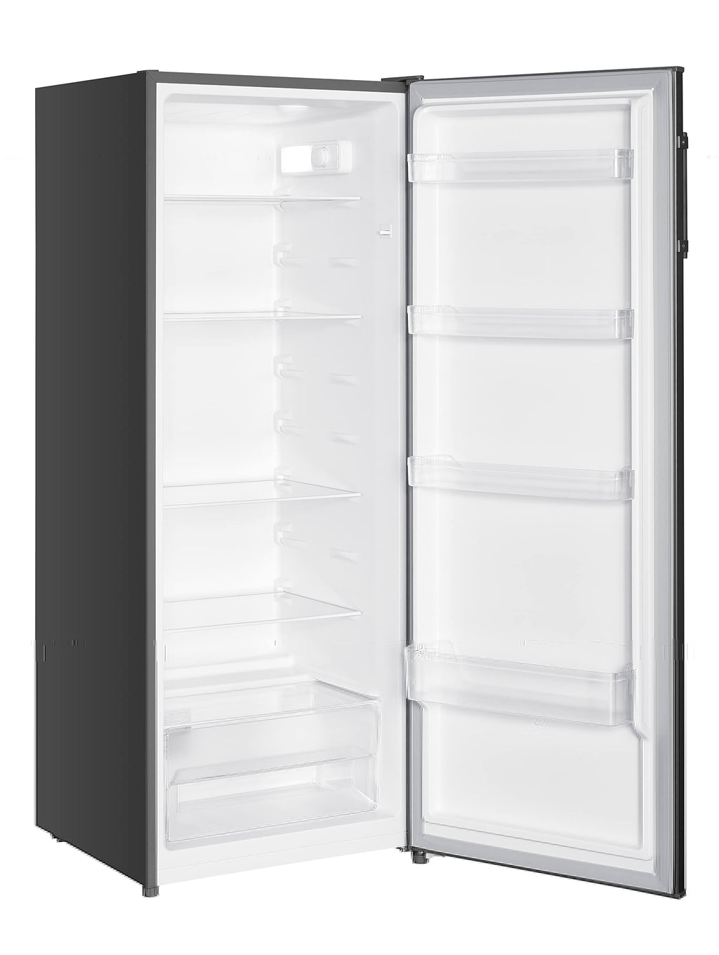 Cookology 240L Tall Freestanding Larder Fridge, 143cm High and 55cm with 5 Adjustable Shelves and Reversible Door - Inox