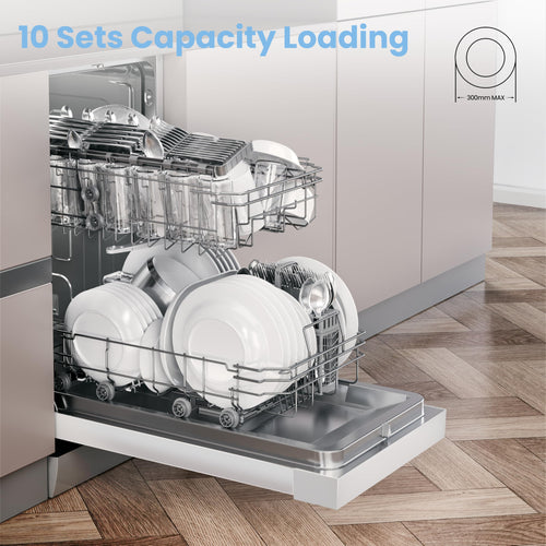 COMFEE' Freestanding Dishwasher CDWEF1034BW-UK 45cm Width, Slimline Dishwasher with 10 place settings, Quick Wash